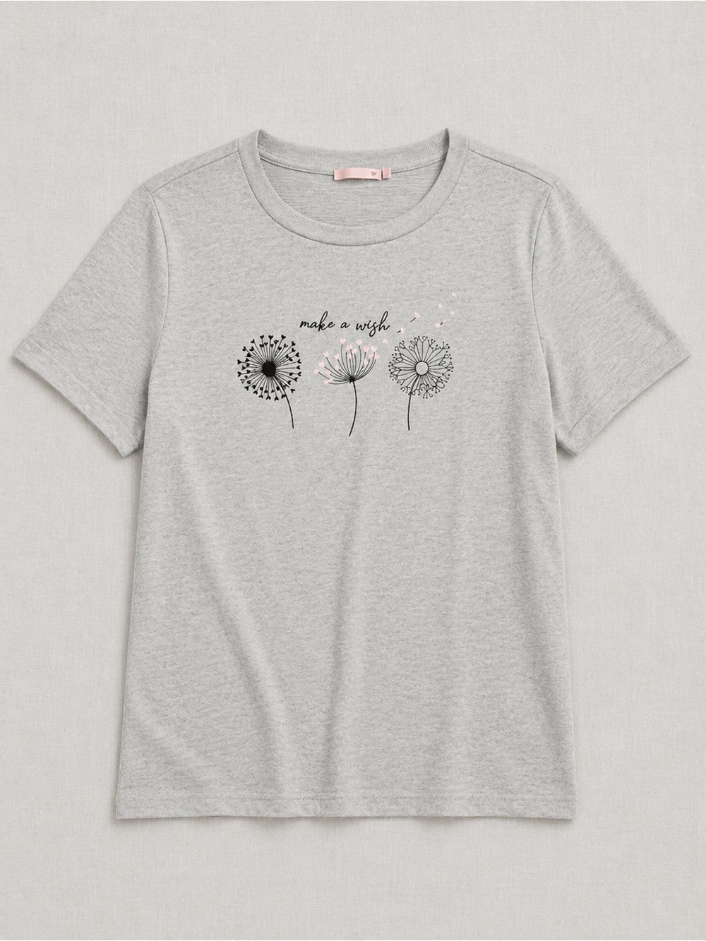 🌸3/30$ La Vie En Rose Grey Graphic 'Make a Wish' Soft Tee